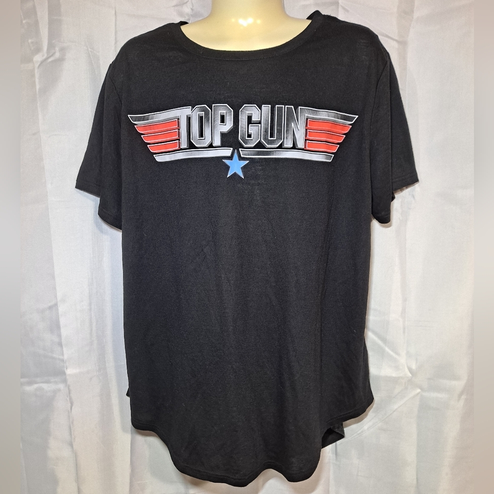 Top Gun T-shirt Kid's XL (15-17) Black Short Sleeve Round Neck Unisex